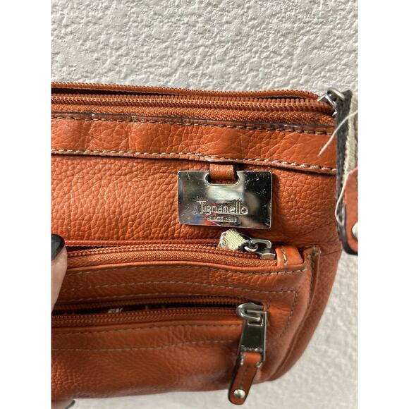 TIGNANELLO Orange Pebbled Leather Crossbody Shoulder Organizer - Picture 2 of 11